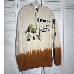 Shrek DreamWorks Graphic Hoodie 2XL Cream Brown Tie Dye That'll Do Donkey